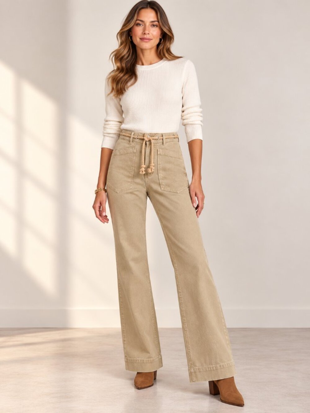 Veronica Beard Heather High Rise Straight Leg Pants Stone Khaki NWT 27